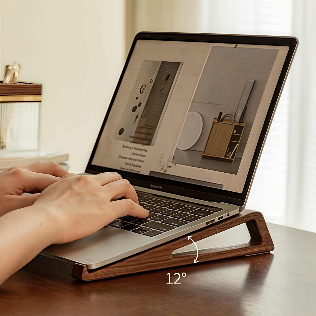 Laptop Accessories Design - حامل كمبيوتر محمول خشبي قابل للطي