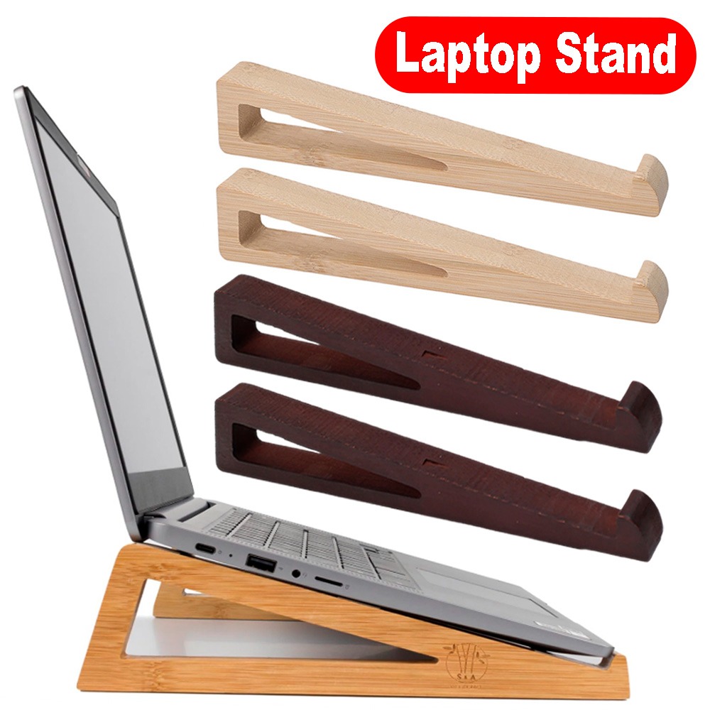 Laptop Accessories Design - حامل كمبيوتر محمول خشبي قابل للطي،