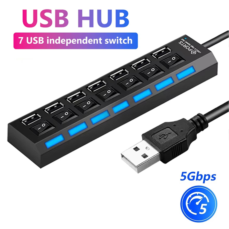 Laptop Accessories Computer - موزع USB 2.0 بـ 7 منافذ